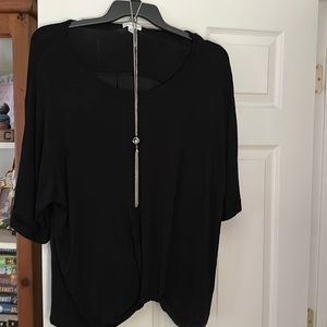 Black Flowing Blouse with Included Necklace